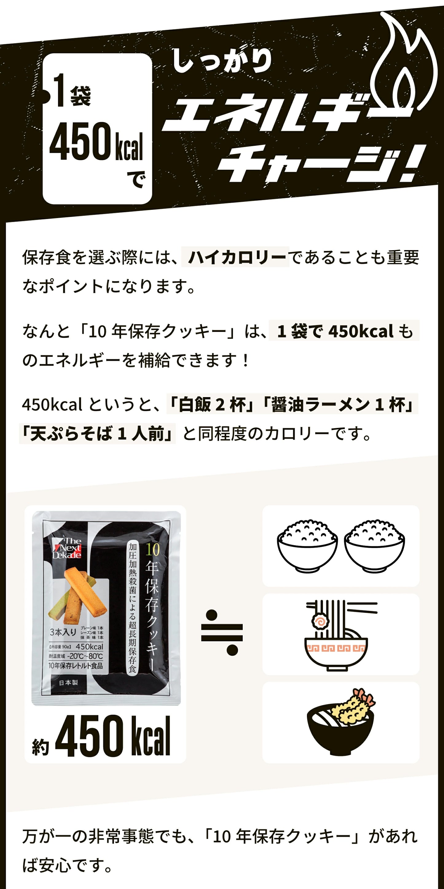 【10年保存クッキー3食】非常食お菓子 ビスケット 車載 防災 保存食 備蓄食 防災備蓄 水なし 加熱不要